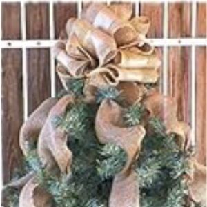 Gold and Burlap Christmas Tree Topper with streamers